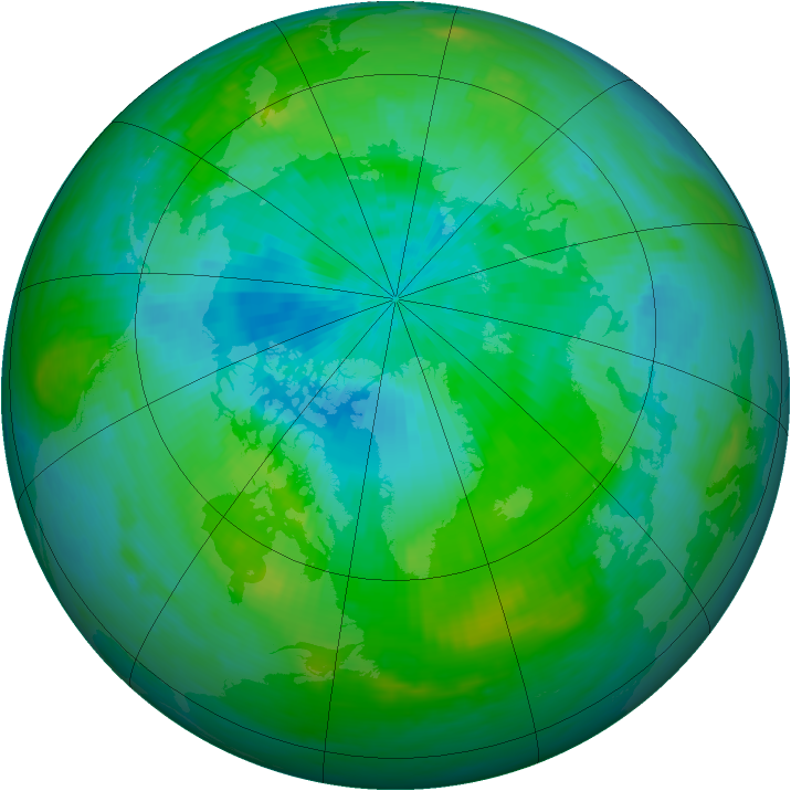 Arctic ozone map for 29 August 1985